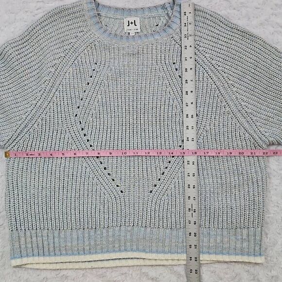 Light Blue White Pullover John And Jenn Womens Medium Sweater Knit cozy comfy - Picture 4 of 6